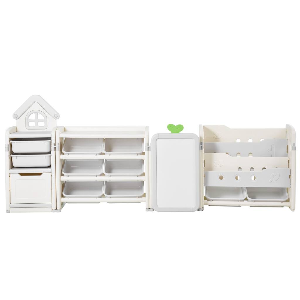 Kids Toy Storage with Bookshelf, 4-Tier Large Toy Storage Organizer