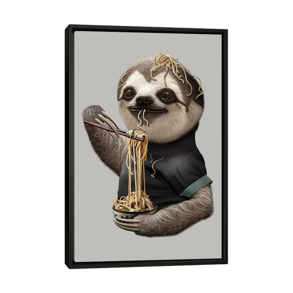 iCanvas "Sloth Eat Noodle" by Adam Lawless Framed Canvas Print