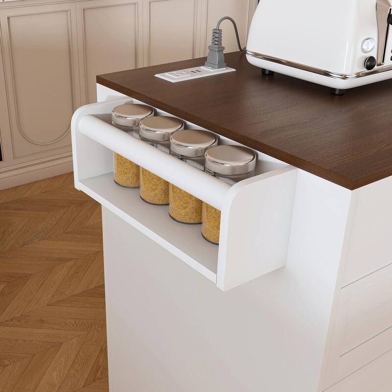 Kitchen Island Cart with Extendable Table, Wheels, Drop Leaf & Storage