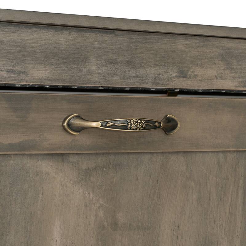 Wooden Murphy Bed with Desk and LED Light/Foldable Wall Bed Cabinet/Hydraulic Lift System/Wood Slats Support/Space-Saving Design