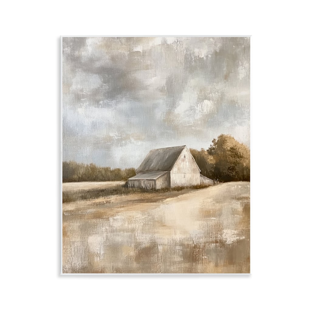 Stupell Cloudy Farm Landscape Wall Plaque Art Design By Petal Prints Design