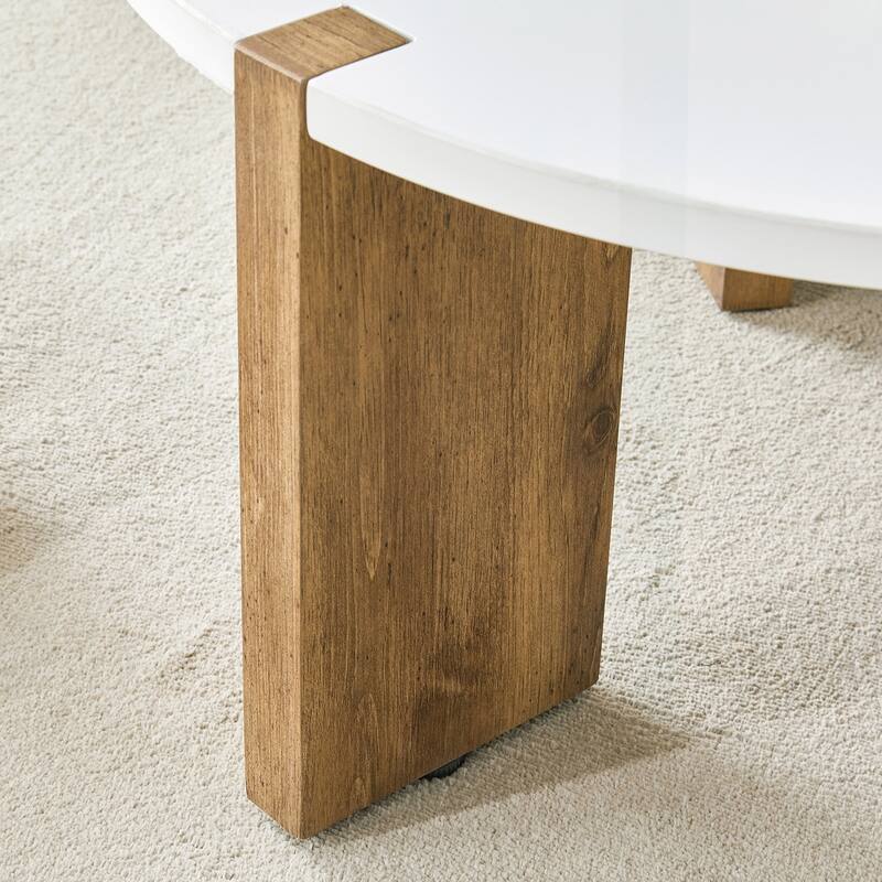 Minimalist Circular MDF Coffee Table with Stable Structure and Embedded Design