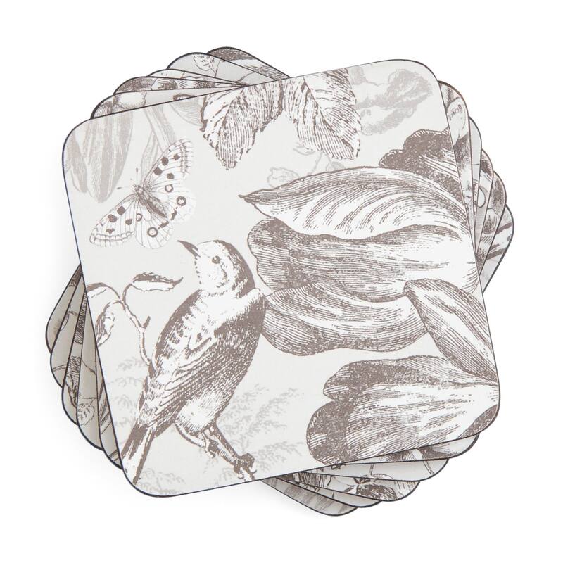 Pimpernel Set of 6 Vintage Garden Coasters - 4 Inches Sq. - 4 Inches Sq.