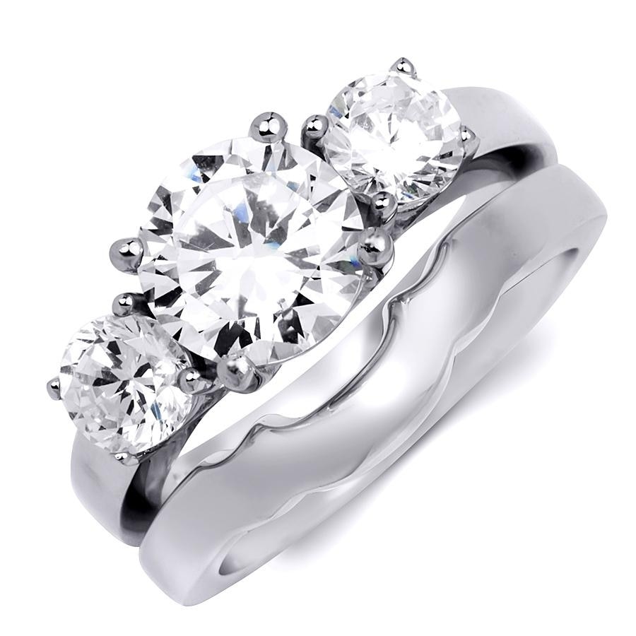 MayaMila Womens Delicate 3-Stone Ring Classic 3.0 CT Bridal Set Sterling Silver
