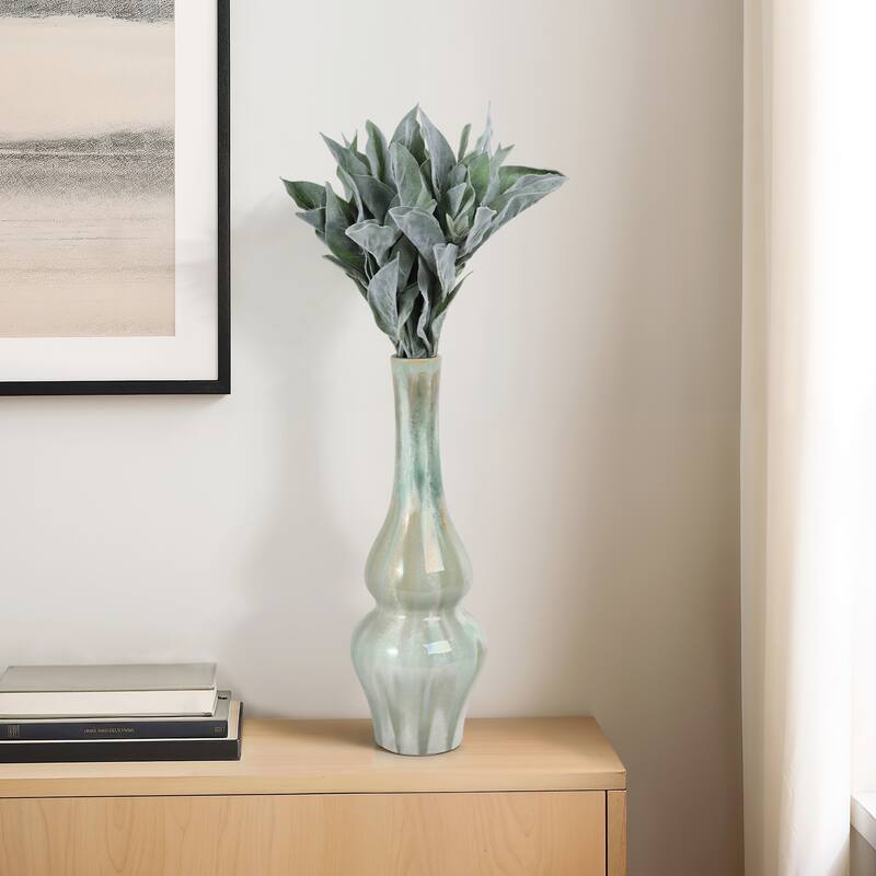 Stoneware Ceramic Vase Tall Sculptural Silhouette Glazed Finish Modern - 6" x 6" x 16"