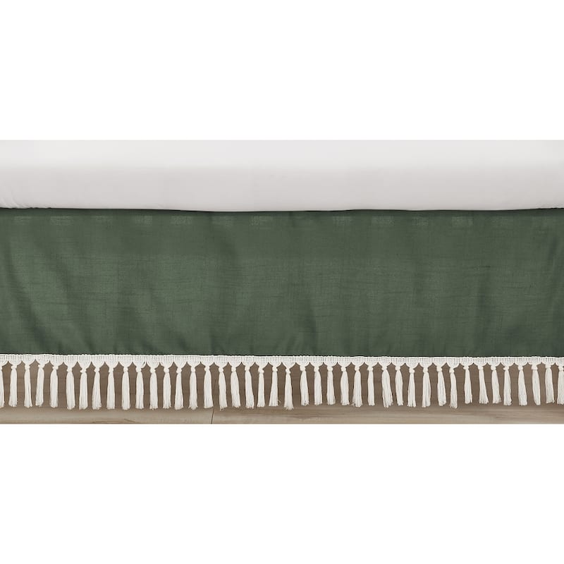 Dark Green Boho Chic Girl Boy Unisex Crib Bed Skirt Solid Sage Hunter