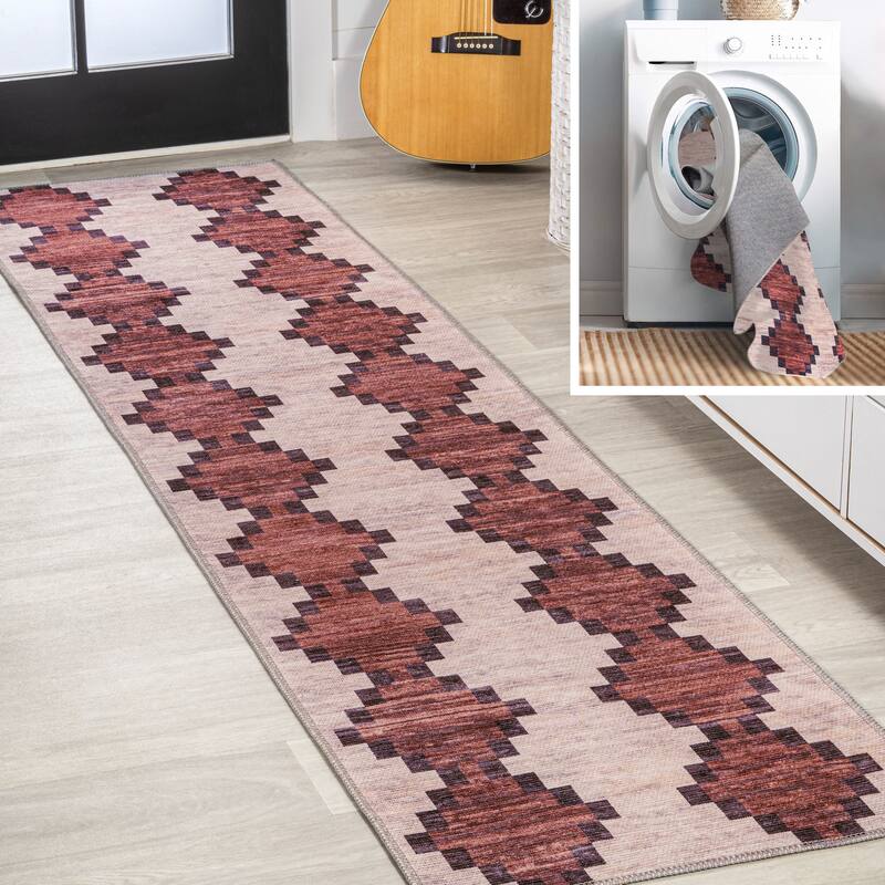 JONATHAN Y Siksak Bohemian Medallion Textured Weave Machine Washable Area Rug