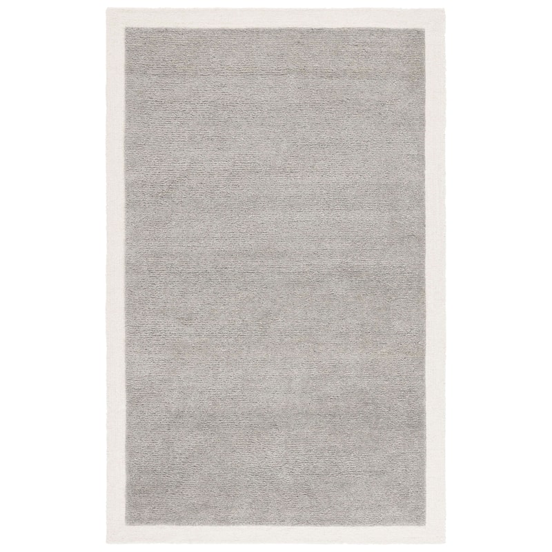 SAFAVIEH Handmade Metro Kleanthi Border Wool Rug - 6' Square - Grey/Ivory