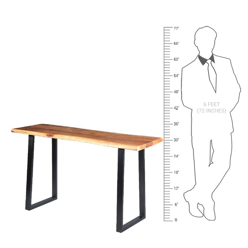 Acacia Wood Office Desk with Metal Legs - Coastal Cottage Style Desk, 51" Wide