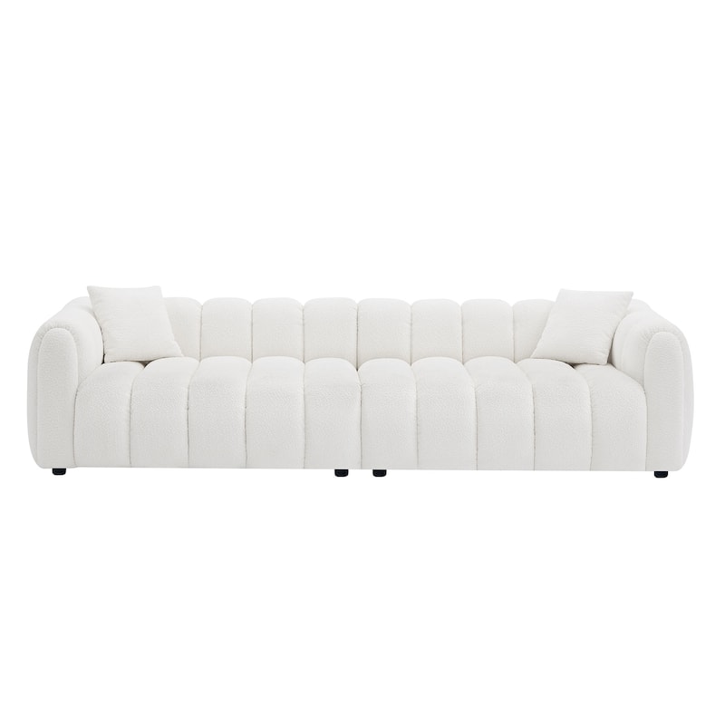 Modern Sofa Upholstery Leisure Wide Seat Teddy Fabric Couch for Living Room, Office, Bedroom