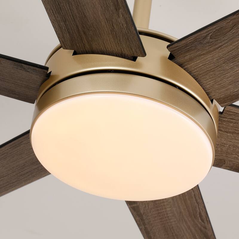 Vaczon 60" Transitional Gold Reversible Blades Smart Ceiling Fan with Dimmable LED Light and Remote