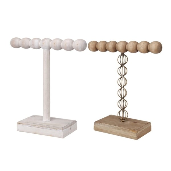 Set of 2 Brown and White Contemporary Short One-Tier Jewelry Stand 10" - N/A