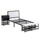 preview thumbnail 3 of 37, Metal Platform Bed Frame with Storage Cabinet and Cushioned Footrest