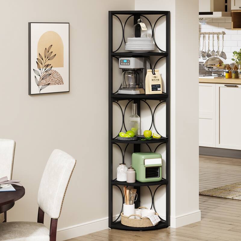 67" Tall Corner Shelf, Corner Bookshelf Bookcase Standing Shelving Unit