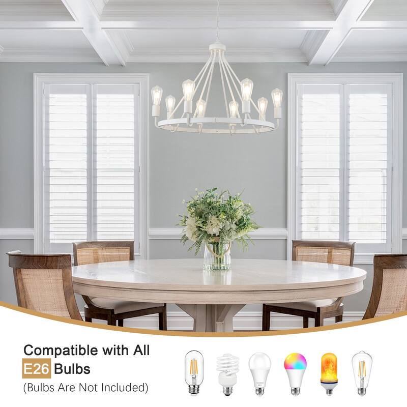 8-Light Candlestick Circle Wagon Wheel Foyer Chandelier Linear Island Chandelier Lighting for Dining Room