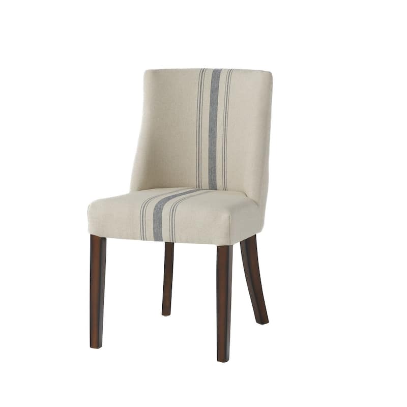 Brown/White Fabric Upholstered Wood Frame Dining Chair, Set of 2, Sturdy Dining Chair for Dining Rooms - 17.5