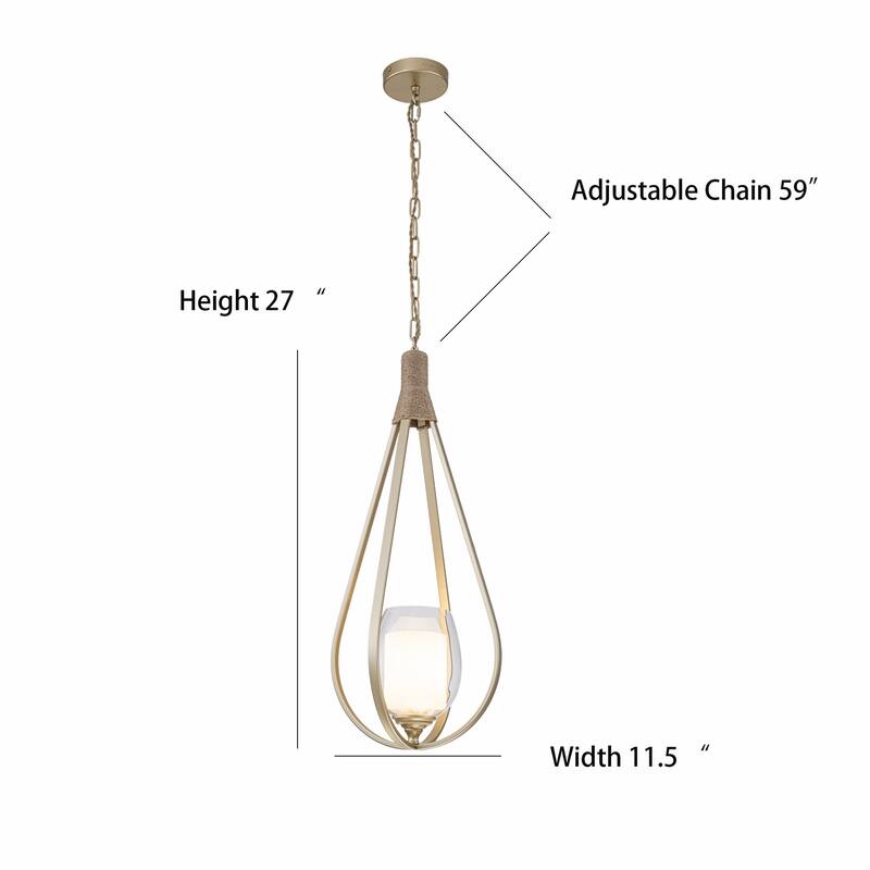 Dawana 1-Light Modern Pendant Light with Jute Accents - 27 in. Tall