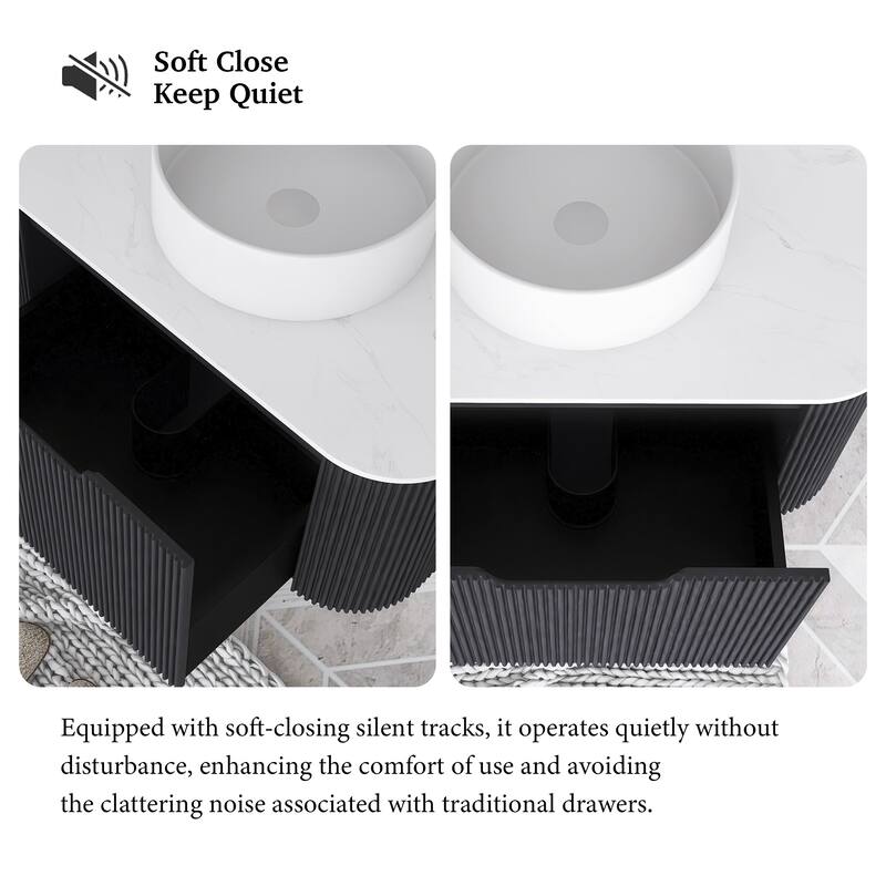 Plywood Wall-Mounted Bathroom Vanity Set with Integrated Ceramic Sink in Natural Wood