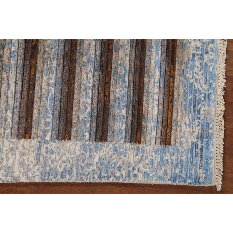 Multi-Color Modern Accent Rug Handmade Wool Carpet - 2'8"x 4'9"