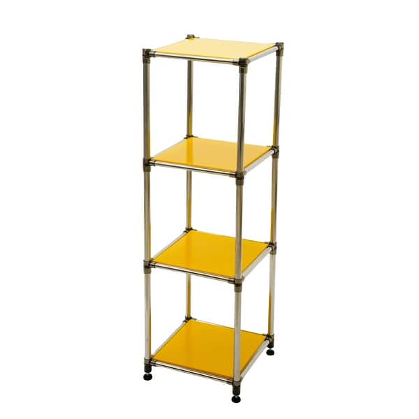slide 2 of 6, 4-Tier Heavy Duty Stainless steel Storage Shelving Unit, 100lbs/shelf Yellow