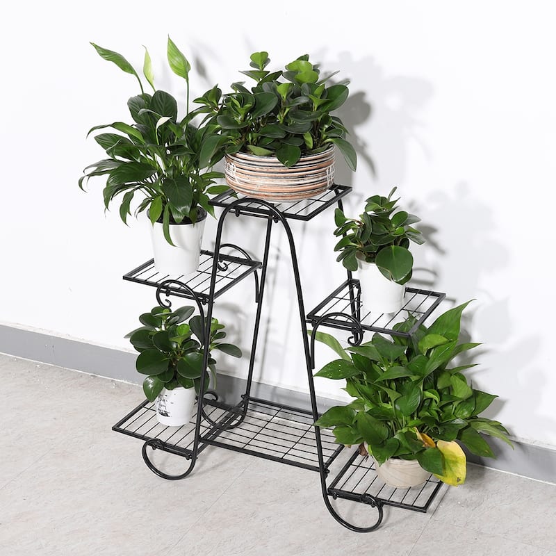 6 Tiers Metal Flower Pot Plant Stand Balcony Floor Standing Shelf
