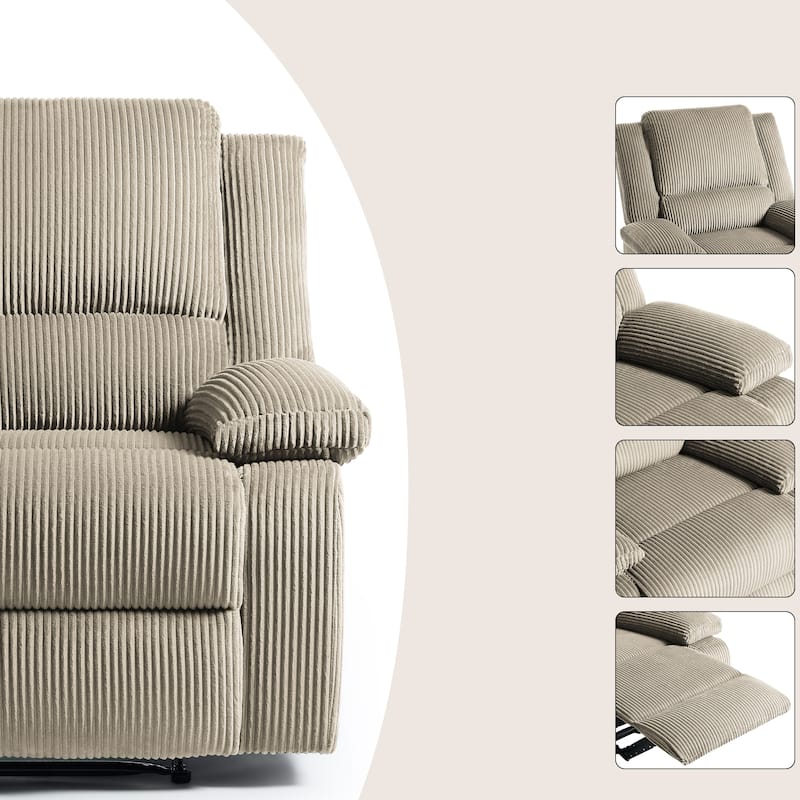 Corduroy Manual Recliner Glider Club Chair with Footrest