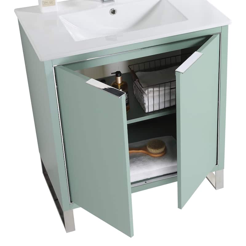 Fine Fixtures Opulence Collection Bathroom Vanity with White Ceramic Sink