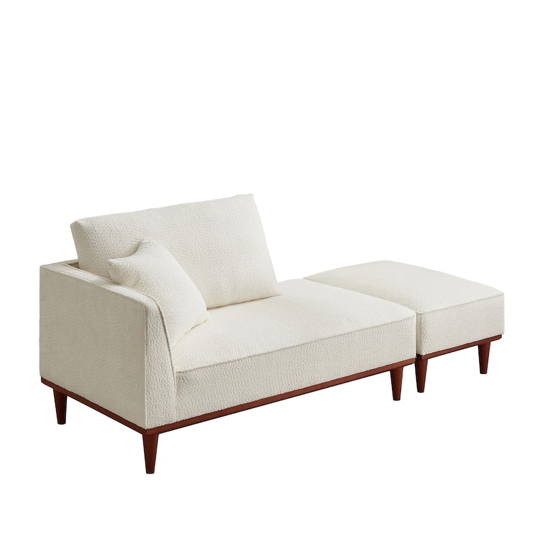 Upholstered Chaise Lounge and Stool for Living Room Bedroom, Quick assembly and maintenance Round wooden legs