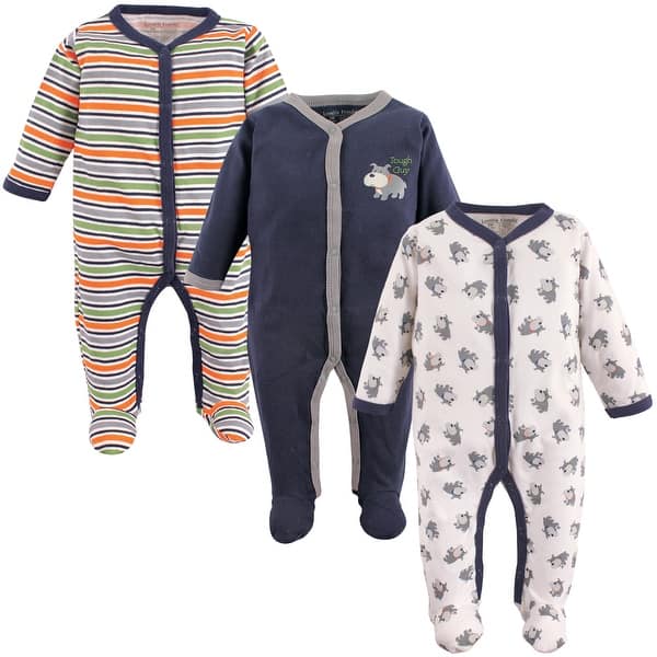 slide 1 of 1, Luvable Friends Baby Boy Cotton Snap Sleep and Play 3pk, Dog 0-3 Months - Dog