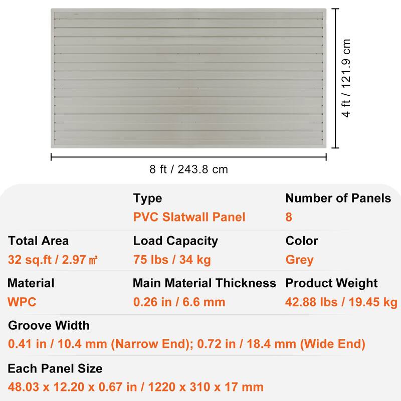 Heavy Duty Garage Slat Wall Organizer Panels with Universal Groove Design