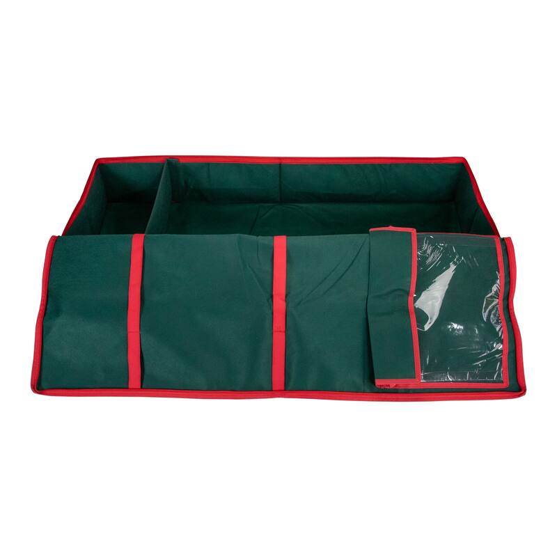 24" Red Green Christmas Storage Bag with Clear Transparent Lid