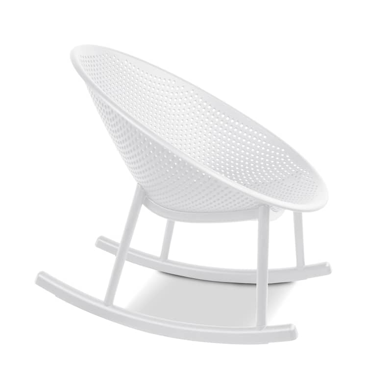 Set of 2 Mid-Century Modern Rocking Lounge Chairs – Egg-Shaped Breathable Plastic Seat with Durable Plastic Base, Accent Seating