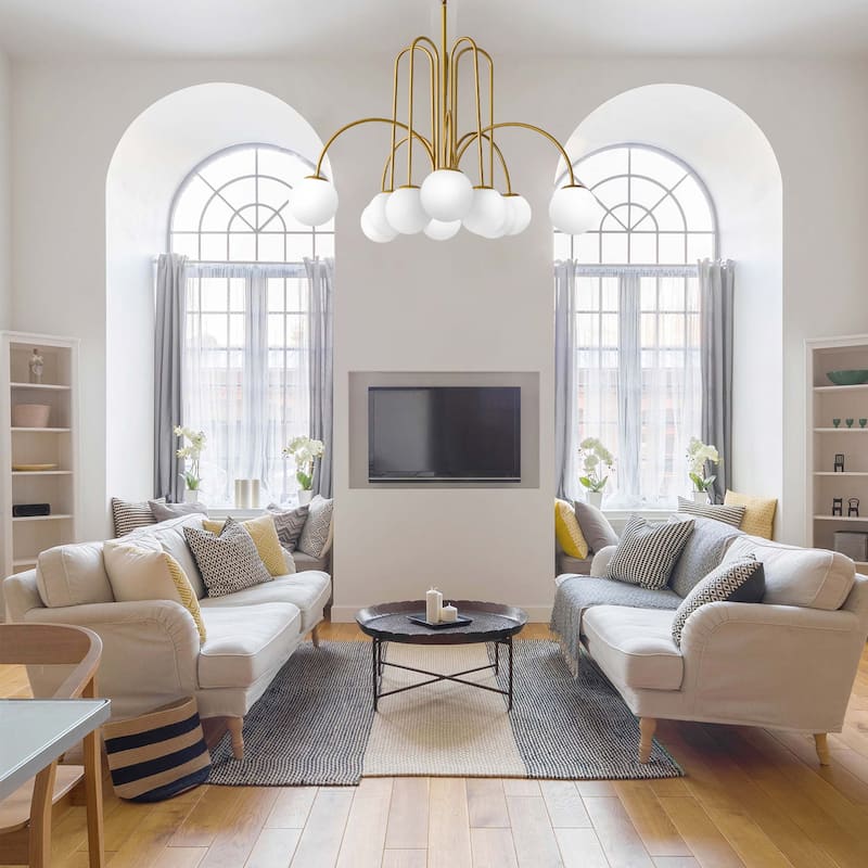 Modern Sputnik Glass Bubble Chandelier in Gold for Dining Room