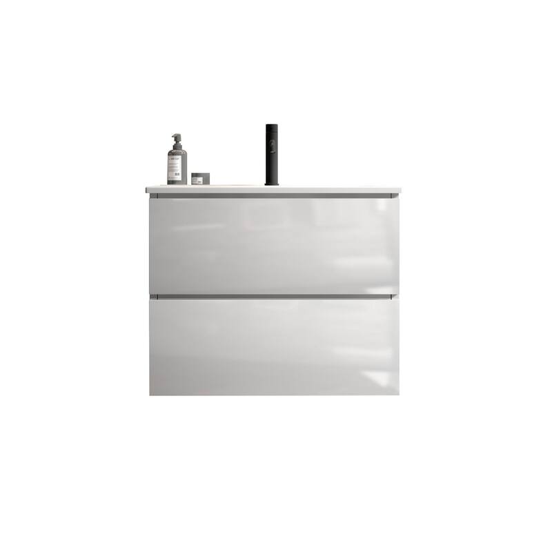 GDFStudio - Coralie Modern Floating Bathroom Vanity with Integrated Ceramic Sink and Soft-Close Storage