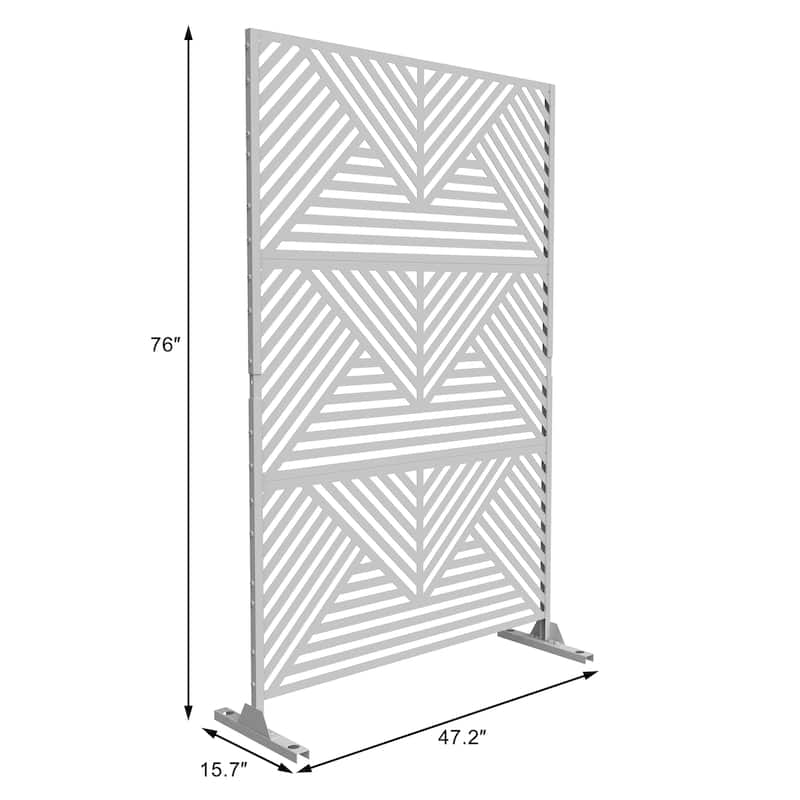 Black Metal Free Standing Outdoor Privacy Screen for Patio Garden