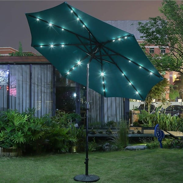 eco 6.5 x 10 aluminum patio market umbrella PURPLE LEAF 15x9ft Double-Sided Rectangular Outdoor Market Patio Umbrella with Base, Light Grey