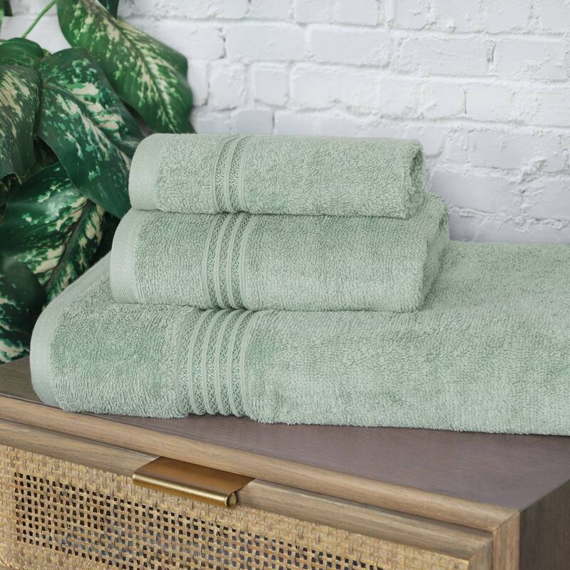 Superior Heritage Egyptian Cotton Absorbent 3-Piece Towel Set - Sage