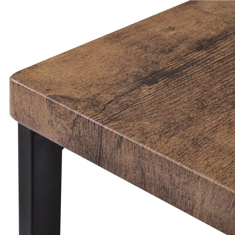 Charming Bar Table and Chair Set, Coffee Table with Steel Frame, Backless Dining Chairs with Footrests