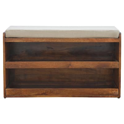 Artisan furniture soild wood and fabric Mud Linen Pull out Shoe Bench