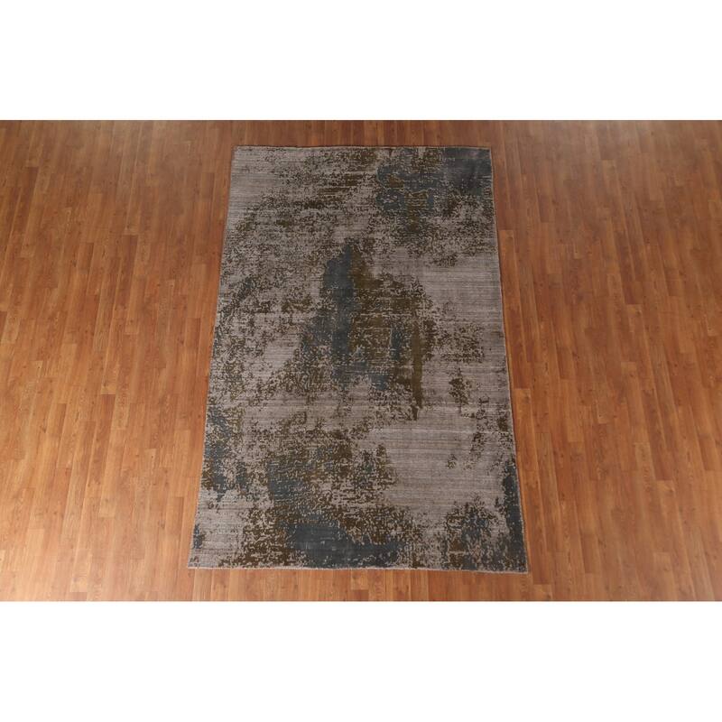 Multi-Color Abstract Area Rug Handmade Wool Carpet - 5'3" x 8'4"