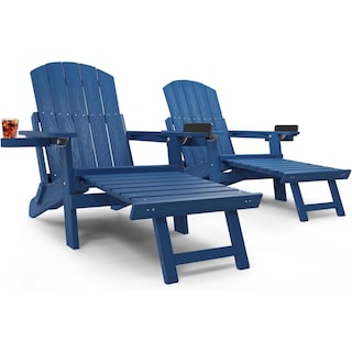 WINSOON Set of 2 Folding Adirondack Chair with Adjustable Backrest and Retractable Ottoman