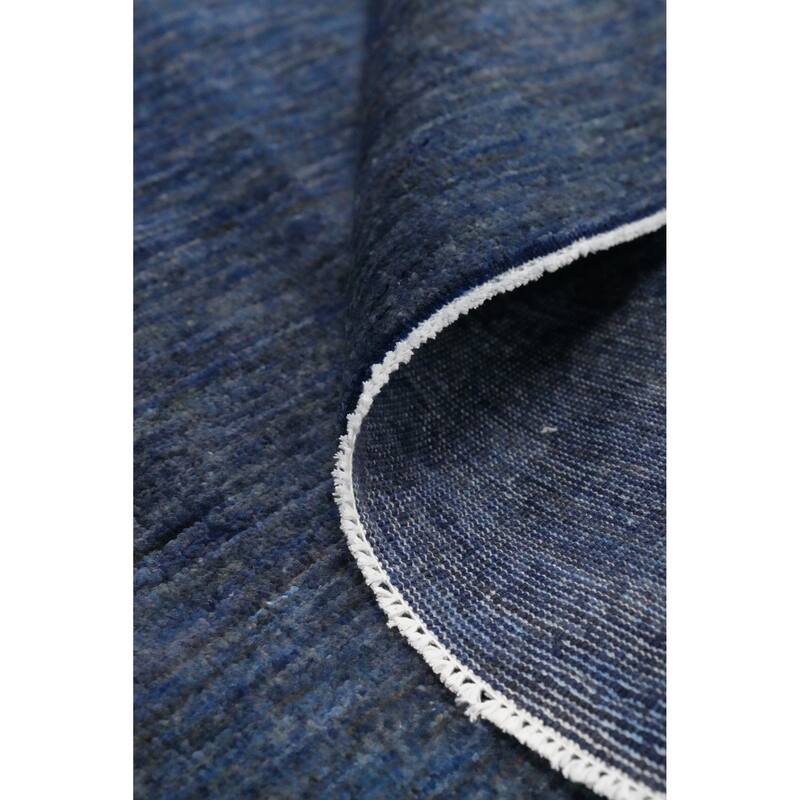 Hand Knotted Oriental 100% Wool Carpet Modern Solid Navy Blue & Blues Gabbeh Area Rug - 9' 10'' X 8' 1''