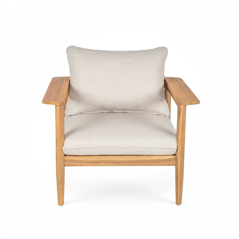 Christopher Knight Home- Marie Patio Acacia Wood Lounge Chair and Ottoman
