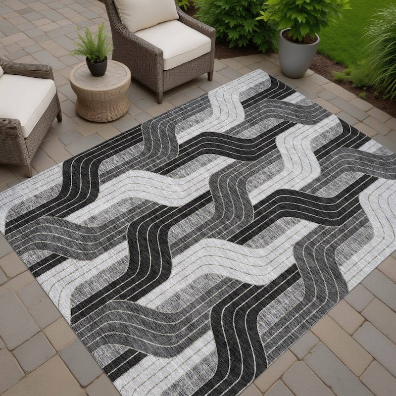 Machine Washable Indoor/ Outdoor Modern Pathway Chantille Rug