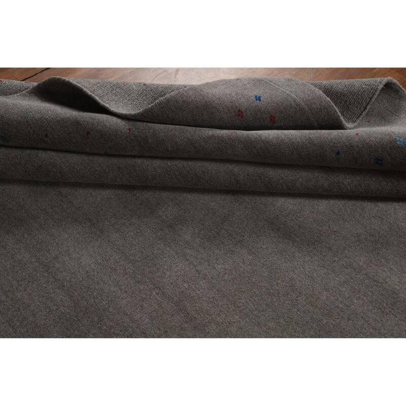 Hand Knotted Oriental 100% Wool Carpet Tribal Tribal Greys & Charcoal Gabbeh Area Rug - 12' 0'' X 9' 1''