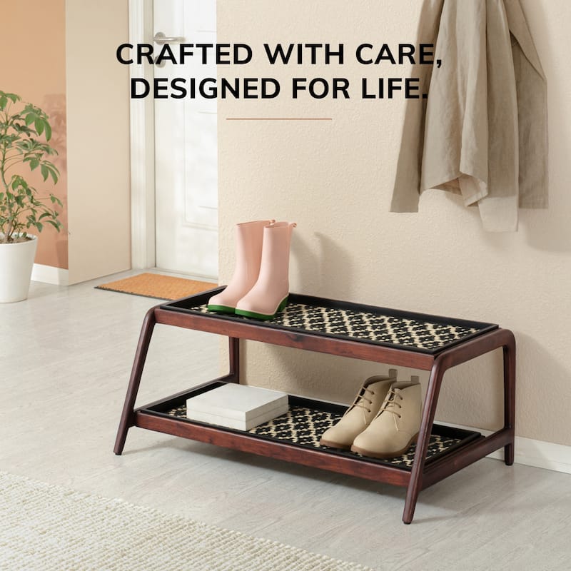 Jani Double-Tier Brown Stand 3-Pair Rubber Boot Trays