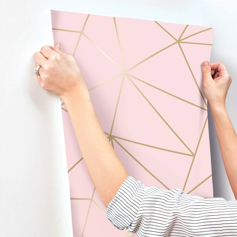 Advantage Metallic Geo Pink Triangles Wallpaper