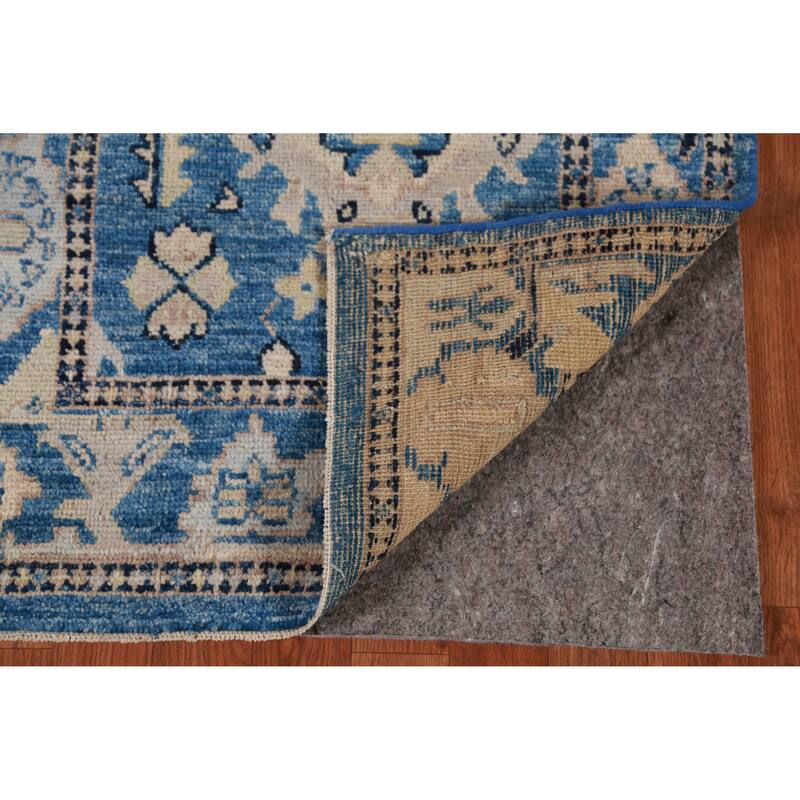 Hand Knotted Oriental 100% Wool Carpet Transitional All-Over Navy Blue & Blues Oushak Runner Rug - 9' 8'' X 2' 7''