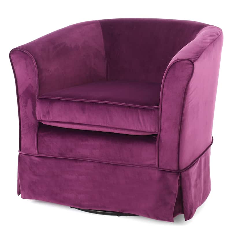 Roomfitters Upholstered Swivel Chair with Loose Skirted Cover, Cozy Modern Accent Seating for Home Spaces, Fuchsia
