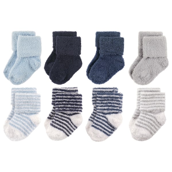 slide 1 of 1, Hudson Baby Infant Boy Cotton Rich Newborn and Terry Socks, Boy Stripe 12-24 Months - Boy Stripe